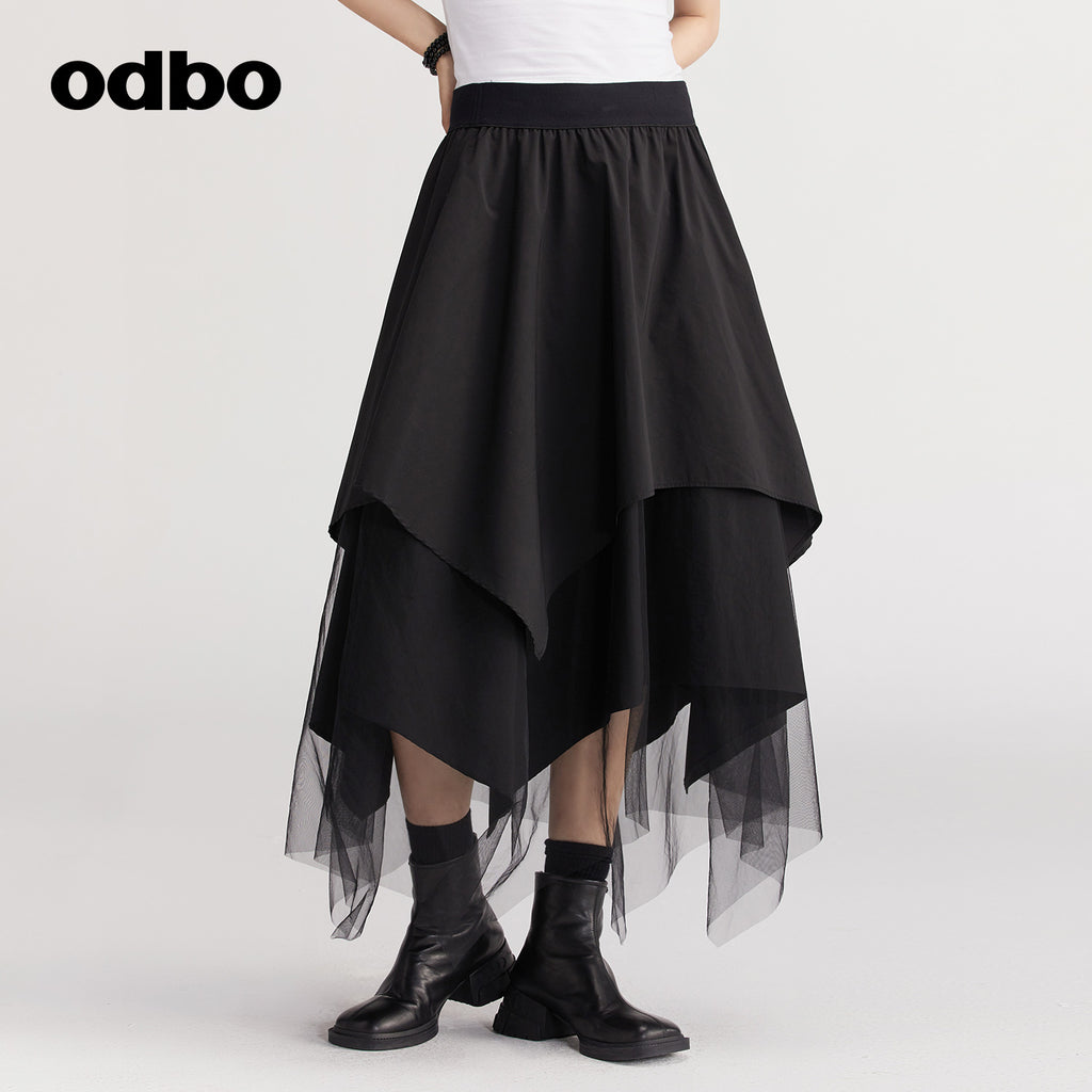 【商場同款】odbo/歐迪比歐半身裙女2022秋冬新款設計感小眾A字裙