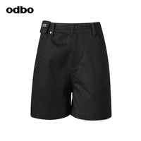 Odbo高腰顯瘦休閒短褲女外穿夏季新款寬鬆中褲黑色百搭五分褲潮