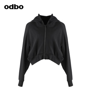 【商場同款】odbo/歐迪比歐秋冬2022新款黑色短外套女針織上衣