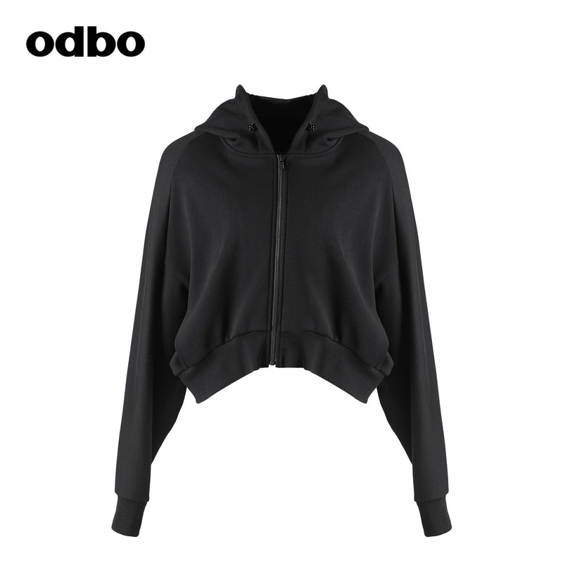 【商場同款】odbo/歐迪比歐秋冬2022新款黑色短外套女針織上衣
