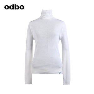 Odbo/歐迪比歐專櫃同款設計師品牌針織衫高領毛衣多色女保暖