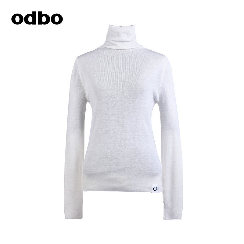 Odbo/歐迪比歐專櫃同款設計師品牌針織衫高領毛衣多色女保暖