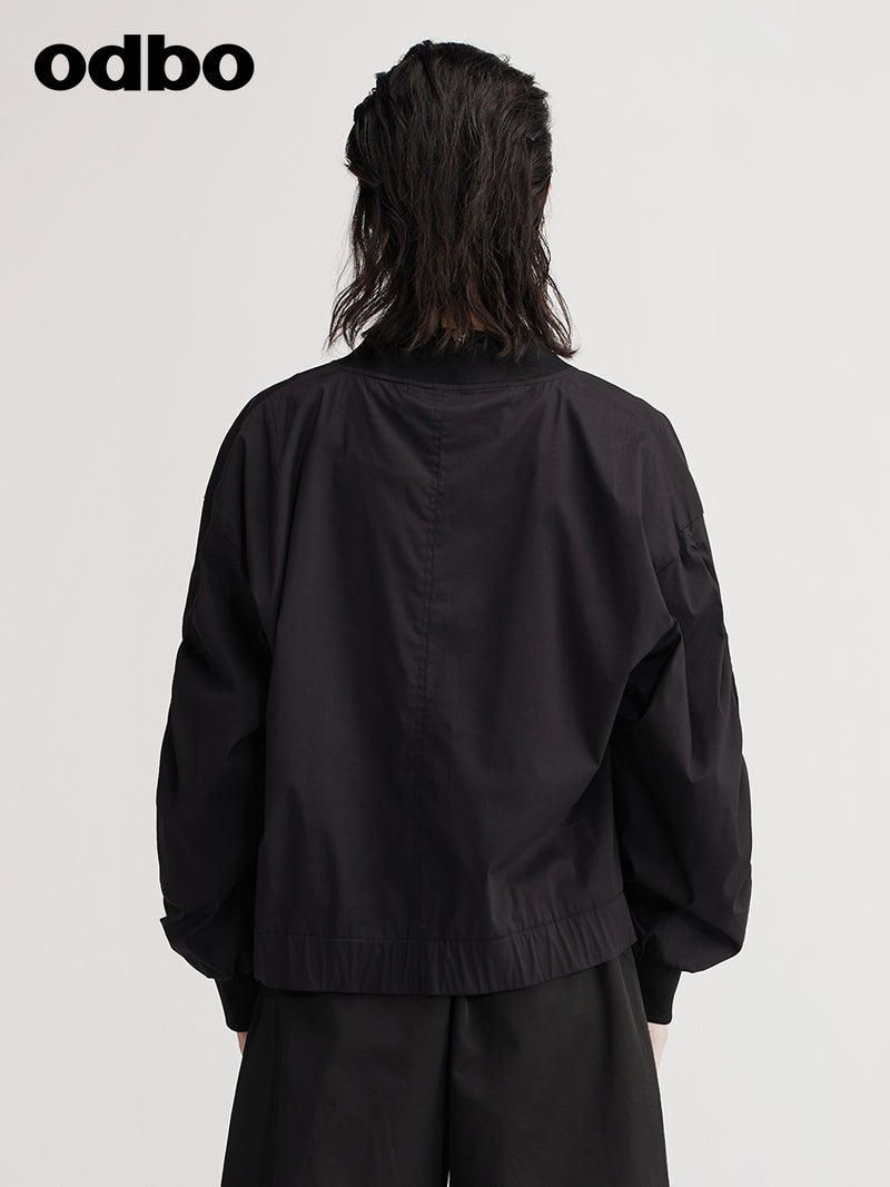 【商場同款】odbo/歐迪比歐2022新款時尚短外套女百搭棒球服夾克