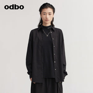 【商場同款】odbo/歐迪比歐中長款襯衫女小眾2022時尚上衣