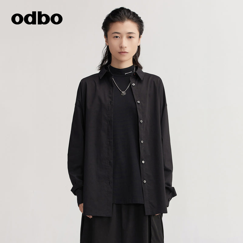 【商場同款】odbo/歐迪比歐中長款襯衫女小眾2022時尚上衣