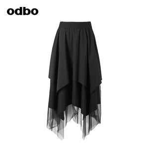 【商場同款】odbo/歐迪比歐半身裙女2022秋冬新款設計感小眾A字裙