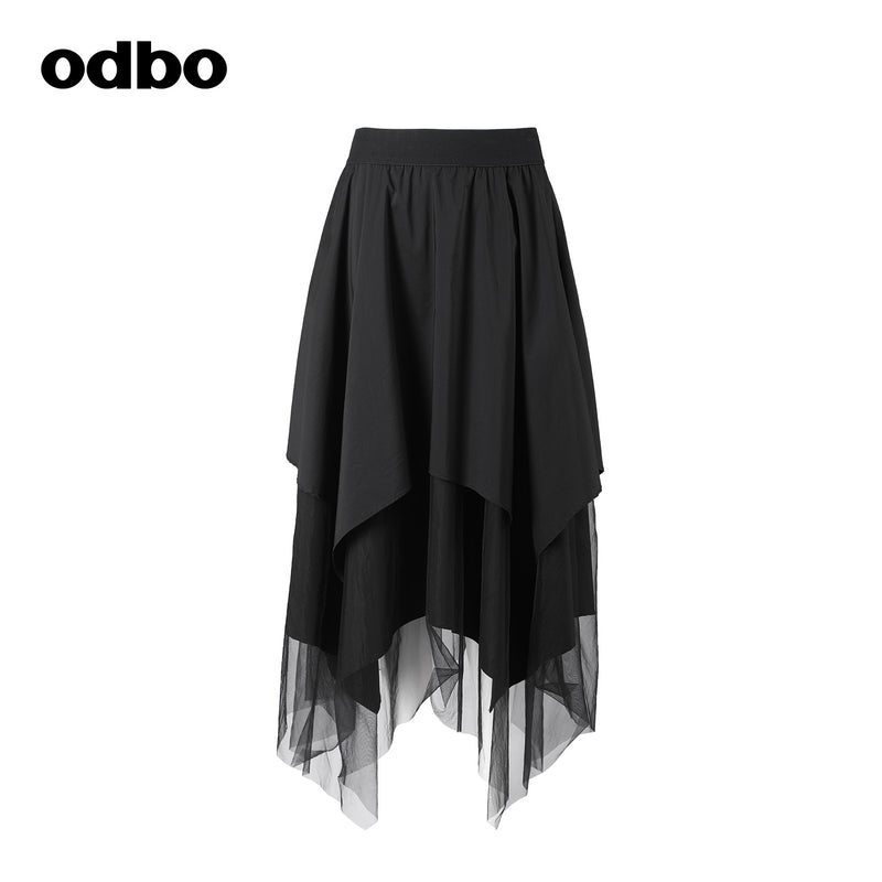 【商場同款】odbo/歐迪比歐半身裙女2022秋冬新款設計感小眾A字裙