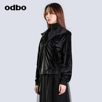 【商場同款】odbo/歐迪比歐時尚連帽短外套女秋冬2022年新款上衣