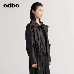 odbo 真皮 皮衣外套女 2022新款 百搭夾克