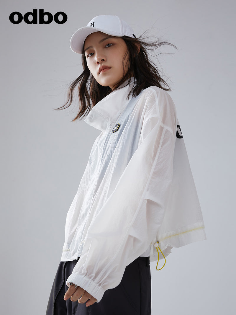 odbo 防曬服 女 夏季 抽繩 顯瘦 長袖立領 薄款外套