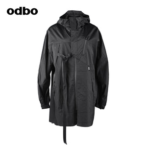 【商場同款】odbo/歐迪比歐設計感風衣女秋冬2022年新款斗篷外套