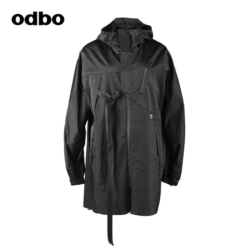 【商場同款】odbo/歐迪比歐設計感風衣女秋冬2022年新款斗篷外套
