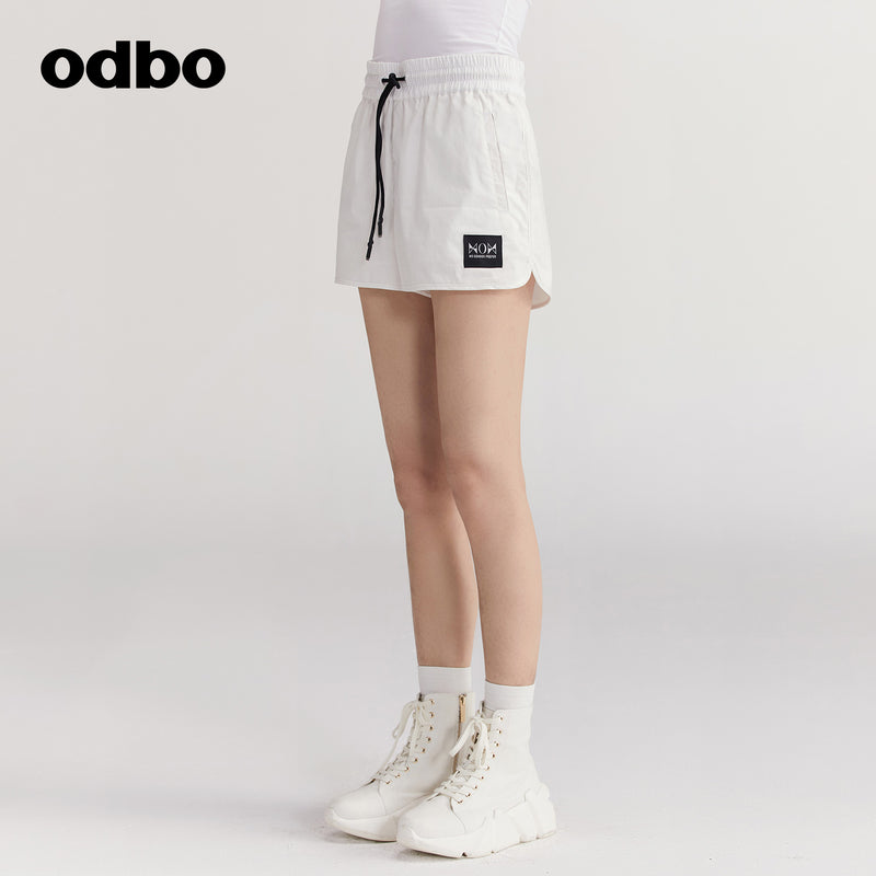【商場同款】odbo/歐迪比歐休閒闊腿短褲女夏鬆緊跑步純棉熱褲