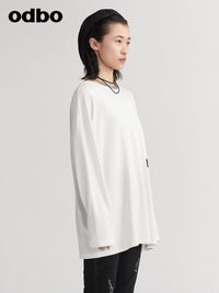 odbo 塗鴉印花長袖t恤 女2022新款 早秋 上衣