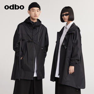 【商場同款】odbo/歐迪比歐設計感風衣女秋冬2022年新款斗篷外套