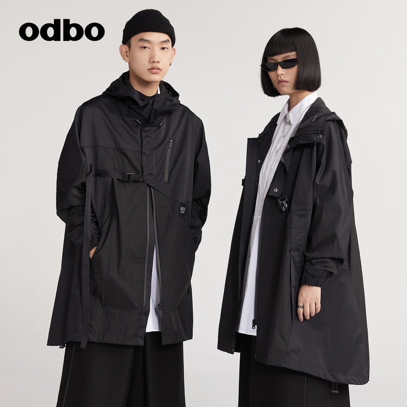 【商場同款】odbo/歐迪比歐設計感風衣女秋冬2022年新款斗篷外套