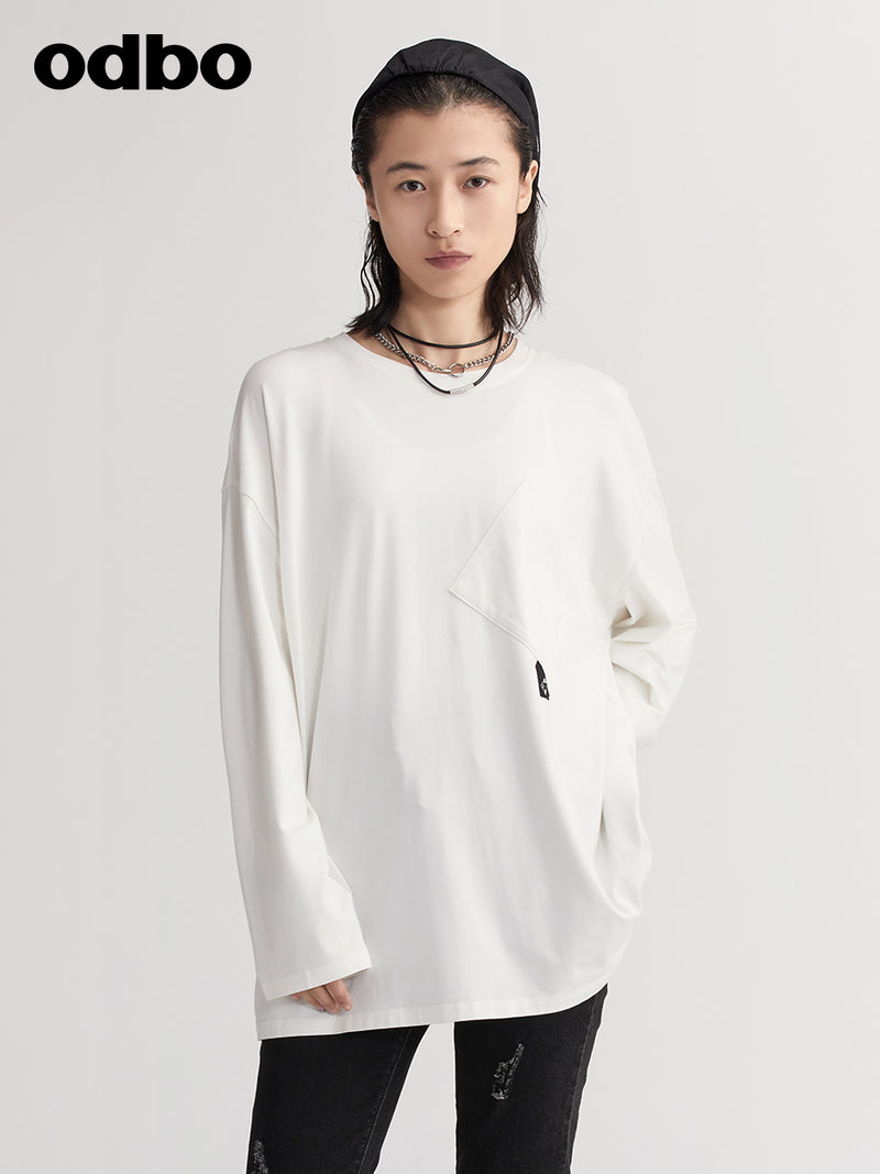 odbo 塗鴉印花長袖t恤 女2022新款 早秋 上衣