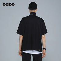Odbo原創潮牌高領純棉短袖上衣男秋冬2022年新款寬鬆百搭打底衫