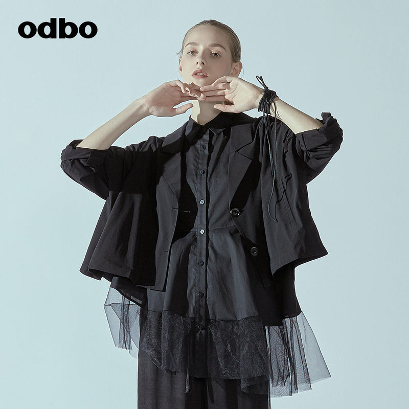Odbo/歐迪比歐專櫃同款設計師品牌2022春女風衣短外套L20121060D