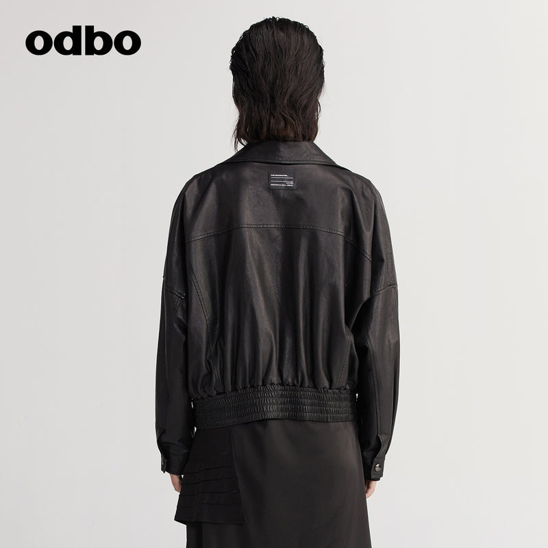 odbo 真皮 皮衣外套女 2022新款 百搭夾克
