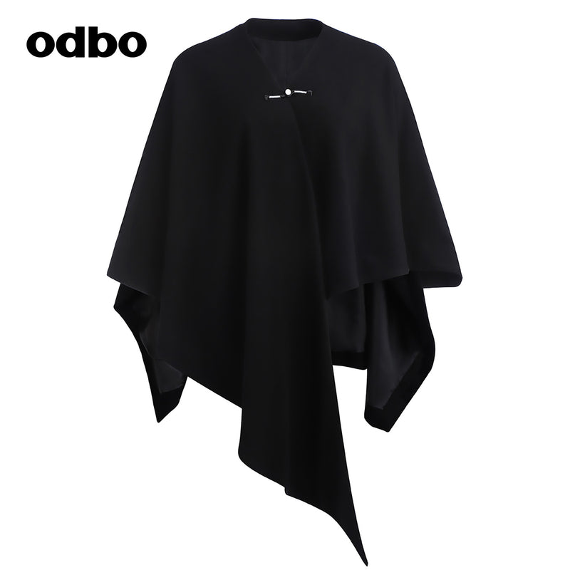 【商場同款】odbo/歐迪比歐不規則斗篷短外套女秋冬2022新款上衣