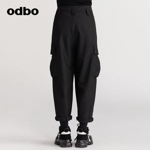 【商場同款】odbo/歐迪比歐秋冬2022新款工裝休閒褲女寬鬆束腳褲