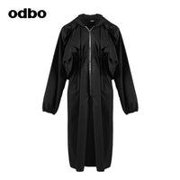 【商場同款】odbo/歐迪比歐派克服外套女秋冬2022新款中長款風衣