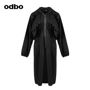 【商場同款】odbo/歐迪比歐派克服外套女秋冬2022新款中長款風衣