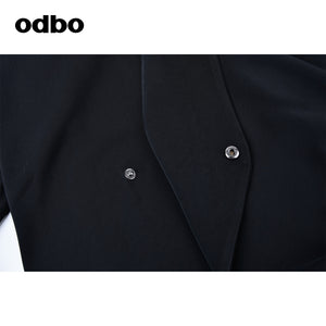 Odbo不規則綁帶小眾外套女2022早秋新款黑色顯瘦設計感寬鬆氣質