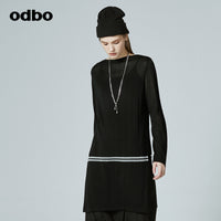 Odbo/歐迪比歐專櫃同款設計師品牌20夏女圓領中長款長袖針織上衣