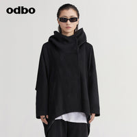 【商場同款】odbo/歐迪比歐秋冬女毛呢外套女中長款雙面呢子大衣