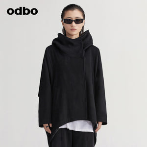 【商場同款】odbo/歐迪比歐秋冬女毛呢外套女中長款雙面呢子大衣