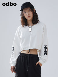 Odbo/歐迪比歐夏季2022新款短款針織衛衣女設計感小眾休閒上衣潮