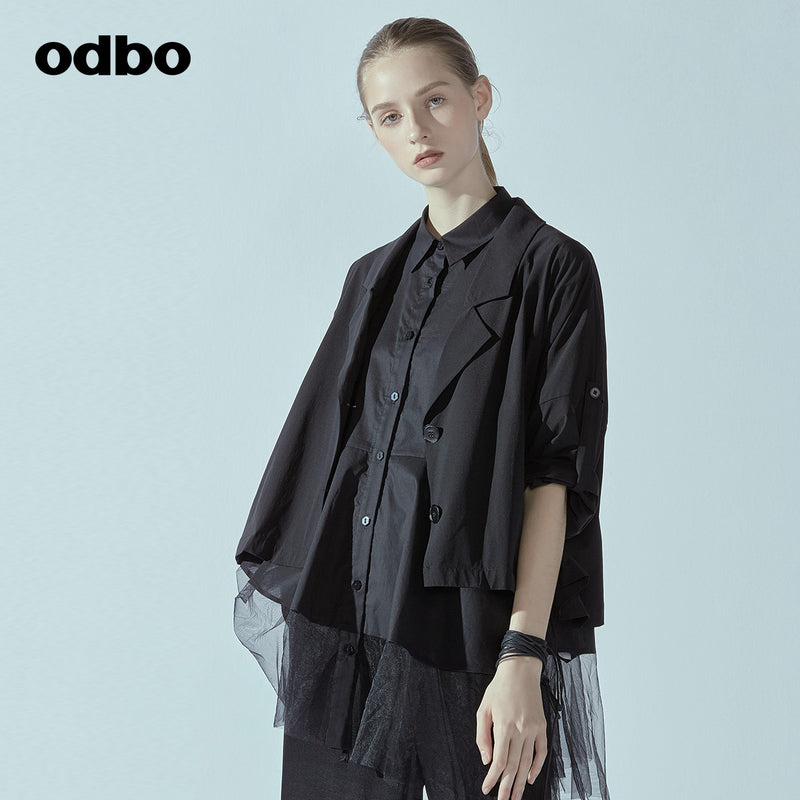 Odbo/歐迪比歐專櫃同款設計師品牌2022春女風衣短外套L20121060D