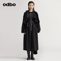 【商場同款】odbo/歐迪比歐派克服外套女秋冬2022新款中長款風衣
