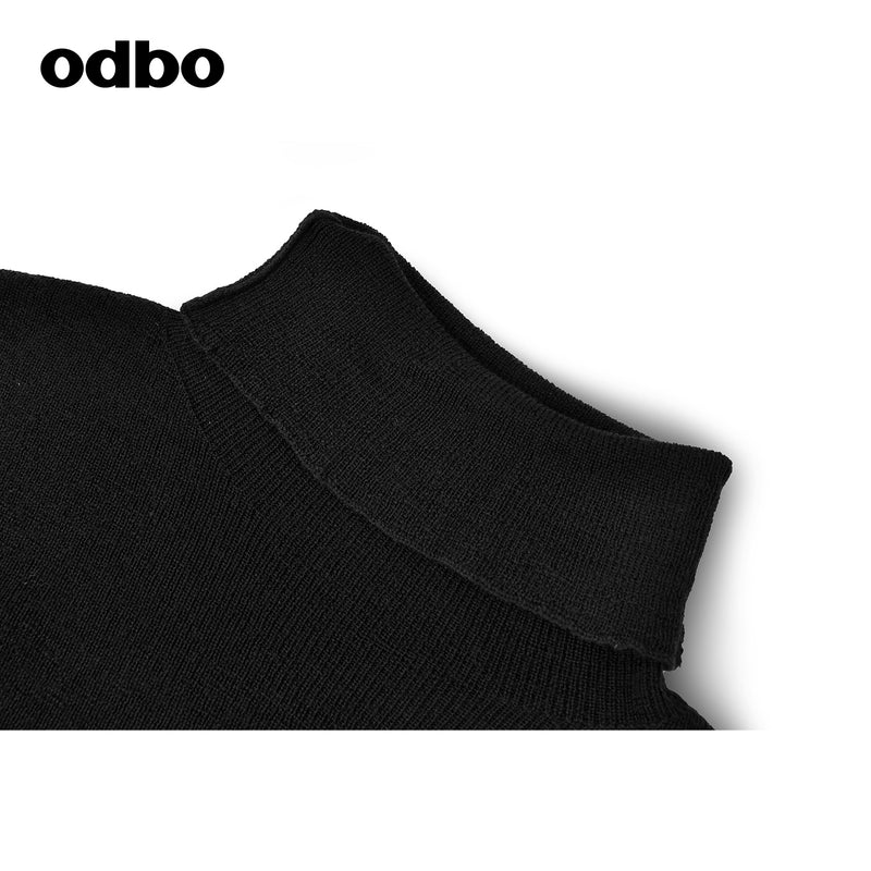 Odbo2022年秋冬季新款女裝高領長袖黑色毛衣女套頭百搭打底羊毛衫