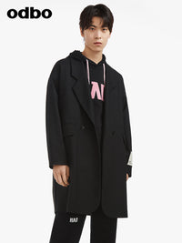 odbo 2022年新款女黑色西裝外套 中長百搭西服