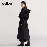 【商場同款】odbo/歐迪比歐派克服外套女秋冬2022新款中長款風衣