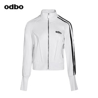 Odbo 潮牌針織運動休閒外套女秋冬百搭拉鏈開衫2020年新款短上衣