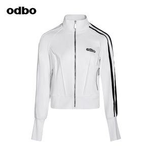 Odbo 潮牌針織運動休閒外套女秋冬百搭拉鏈開衫2020年新款短上衣