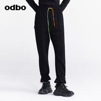 Odbo 時尚運動撞色系帶束腳休閒褲女夏季2022年新款百搭針織長褲