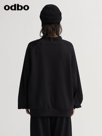 【商場同款】odbo/歐迪比歐秋冬2022新款黑色衛衣女休閒針織上衣