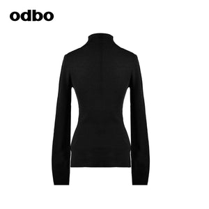 Odbo2022年秋冬季新款女裝高領長袖黑色毛衣女套頭百搭打底羊毛衫