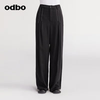 【商場同款】odbo/歐迪比歐秋冬2022新款垂感休閒褲女闊腿長褲