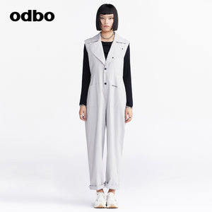 odbo原創品牌 工裝風 連體褲 長褲 灰色女