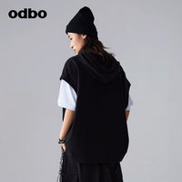【商場同款】odbo/歐迪比歐春裝2022新款女潮流時尚連帽針織衛衣