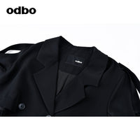 Odbo拼接設計感小眾風衣外套女中長款2022年秋冬氣質百搭顯瘦潮