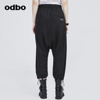 【商場同款】odbo/歐迪比歐2022年新款高腰休閒褲女九分吊襠褲子