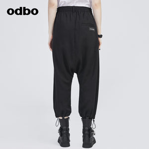 【商場同款】odbo/歐迪比歐2022年新款高腰休閒褲女九分吊襠褲子