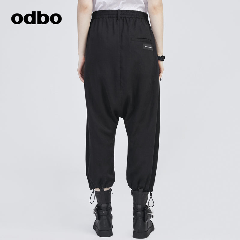 【商場同款】odbo/歐迪比歐2022年新款高腰休閒褲女九分吊襠褲子